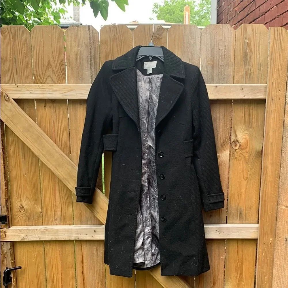H&M Black Trench Coat Modern Fit